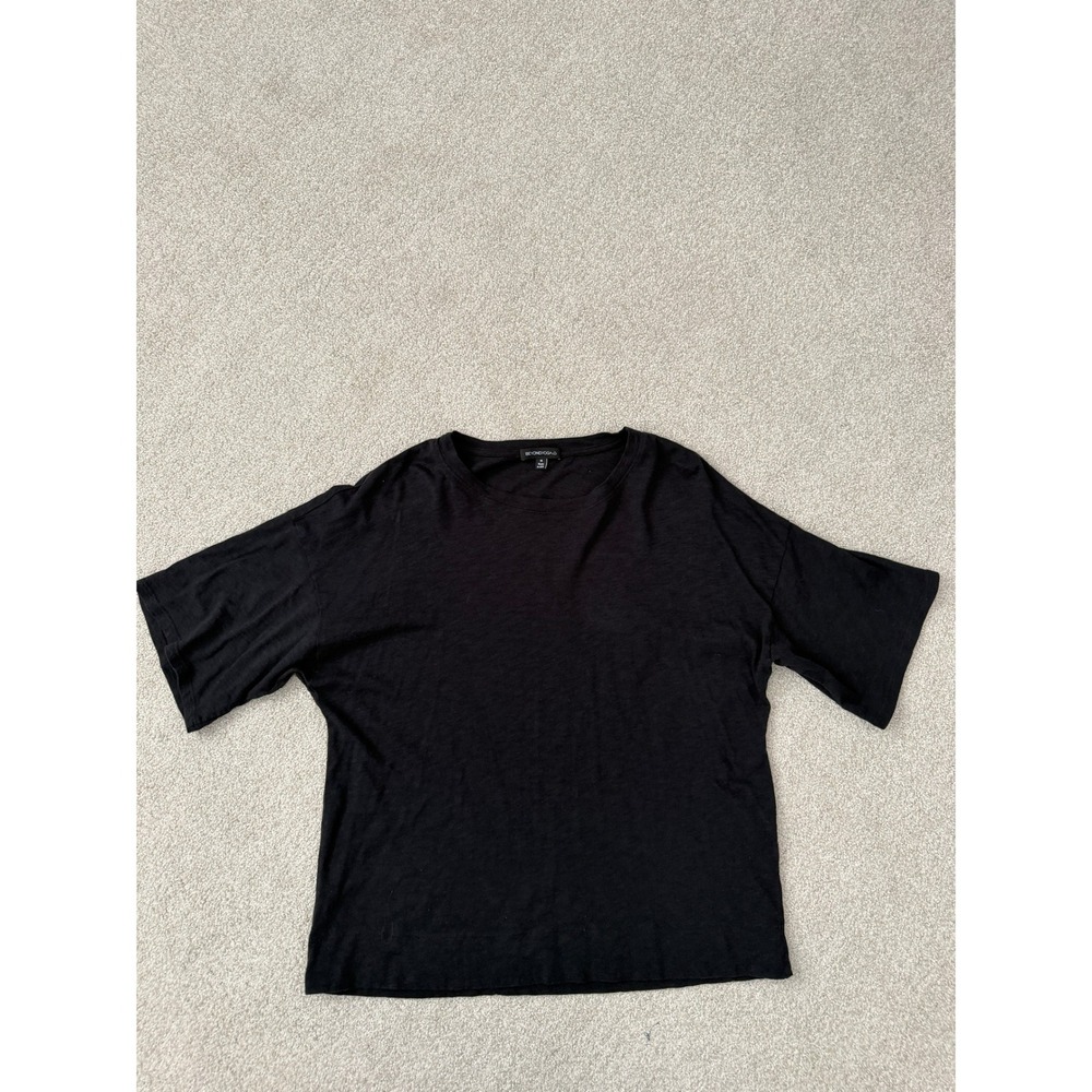 Beyond Yoga Womens Black Boxy Relaxed Short Sleeve‎ Tee Shirt Size M